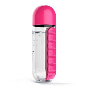 1pc Multi-Function 600ml Bottle With Built-in Daily 7 Daily Pill Box Vitamin Organizer Outdoor Travel Tools #EW