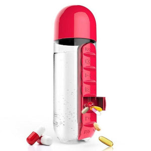 1pc Multi-Function 600ml Bottle With Built-in Daily 7 Daily Pill Box Vitamin Organizer Outdoor Travel Tools #EW