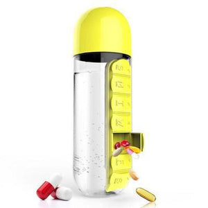 1pc Multi-Function 600ml Bottle With Built-in Daily 7 Daily Pill Box Vitamin Organizer Outdoor Travel Tools #EW
