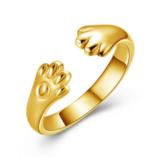 Cute Women Cat Paw Open Ring Silver Plated Finger Ring Animal Jewelry Gift Gold