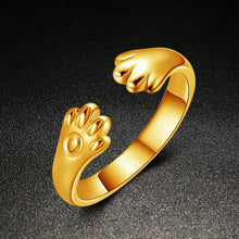Cute Women Cat Paw Open Ring Silver Plated Finger Ring Animal Jewelry Gift Gold