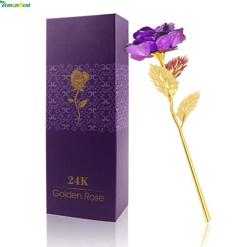 24k Gold Foil Plated Rose Dipped Rose Artificial Flower Creative Gift For 2017 Valentine's Day Craft Birthday Home Decoration